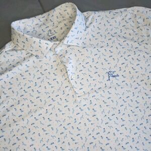 Rhoback Blue Dog w/ Sunglasses Lab White Polo Size XXL All Over Print AOP EXCELL
